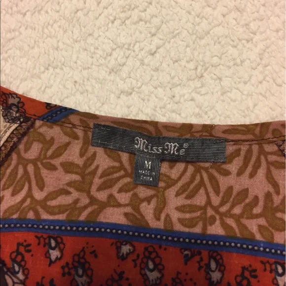 Miss Me / Boho funky Print Shirt size M - Picture 3 of 3